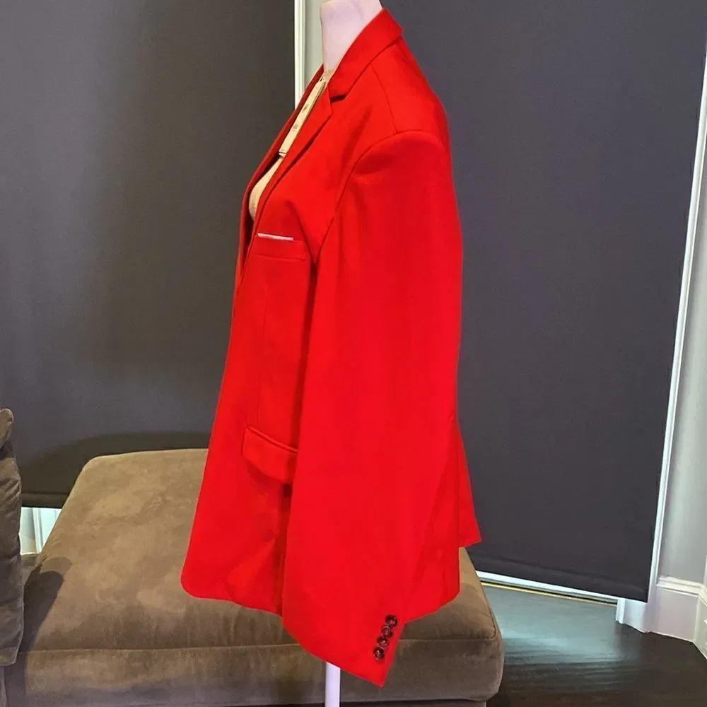 Men’s Mogu Red Suit Jacket Blazer One Button Notched Lapel Size 44 NWT